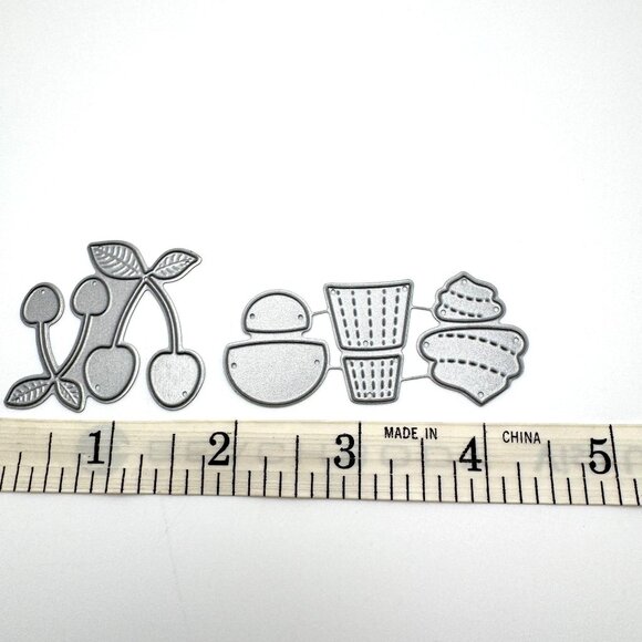 Sweet And Sour Cherries & Stitched Cupcakes 100% Steel Craft Dies Set Memory Box - Picture 4 of 6